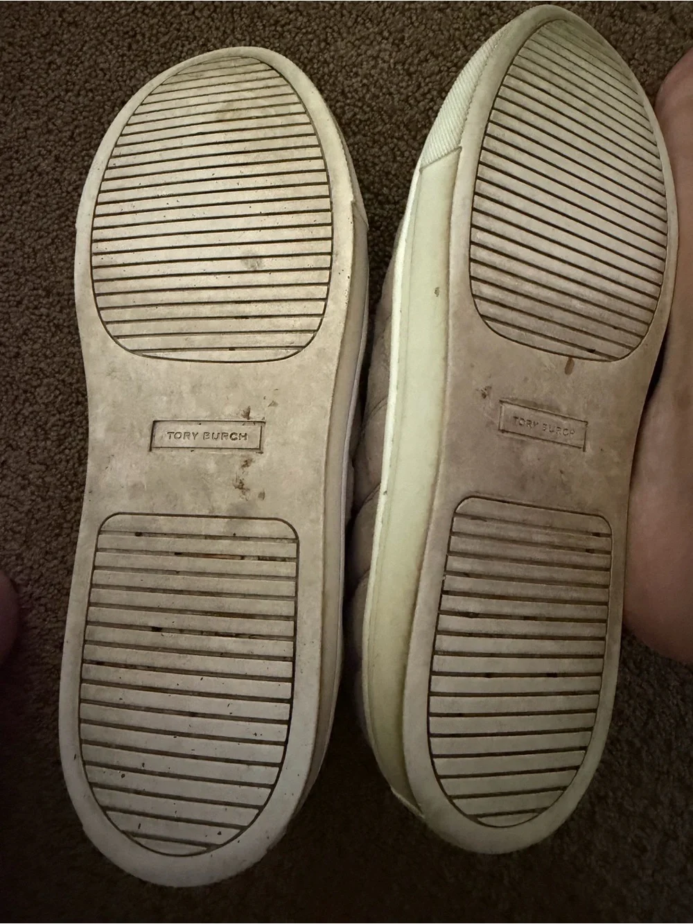 Tory Burch Quilted Slip-On Flats in Beige